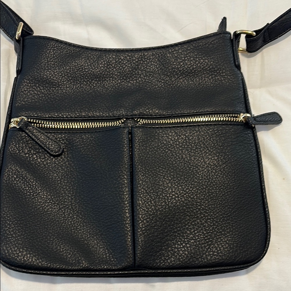 Black Vegan Leather Crossbody Bag